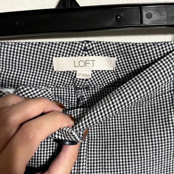 LOFT‎ Houndstooth Slim Ankle Pants Black White Check Trousers - Size 12T - Picture 5 of 11